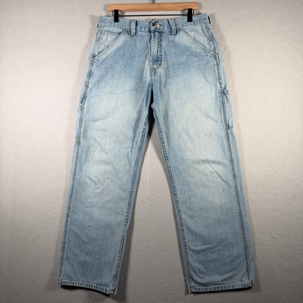 Levis Carpenter Loose Straight Jeans Mens 34x30 Light Wash Blue Denim Utility